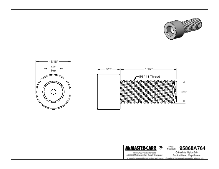 Nylon Socket Head Cap Screw