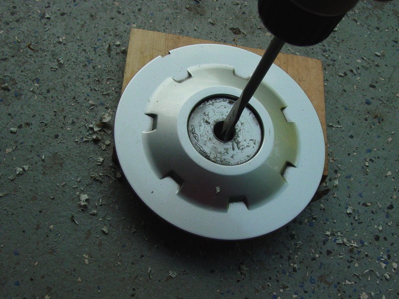 Completed hole on center cap