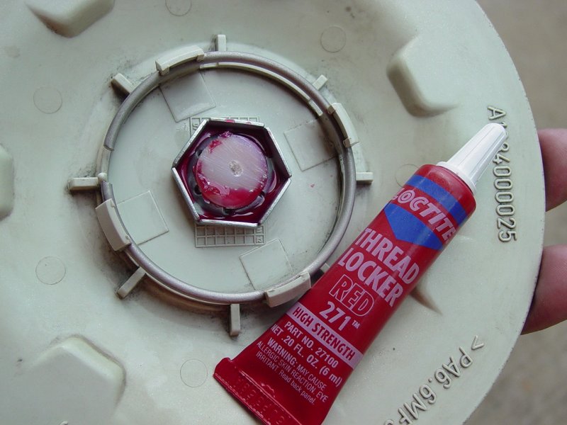 Assembled Socket Head Cap Screw and nut with Red Thread Locking compound