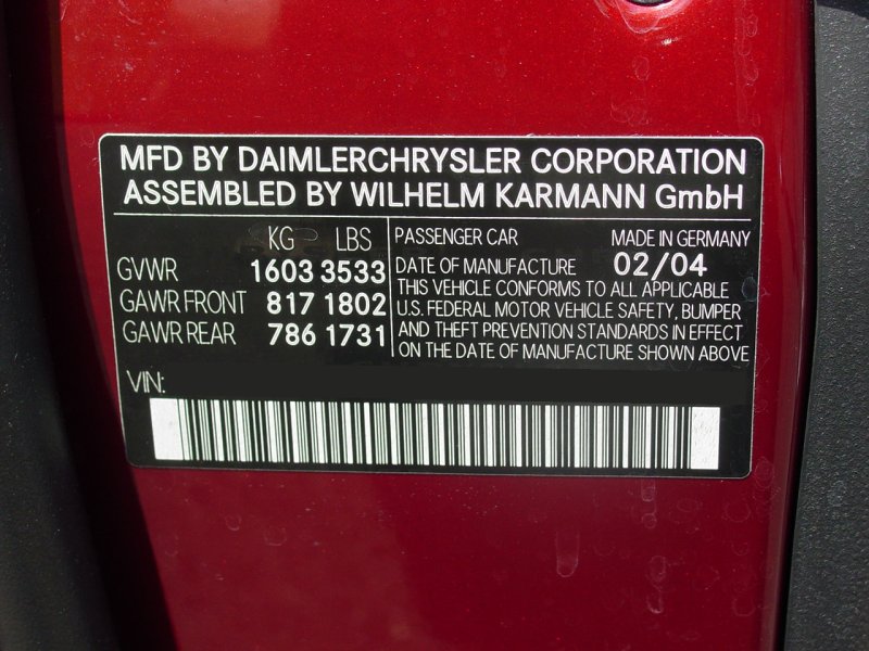 Factory Sticker (VIN obscured)