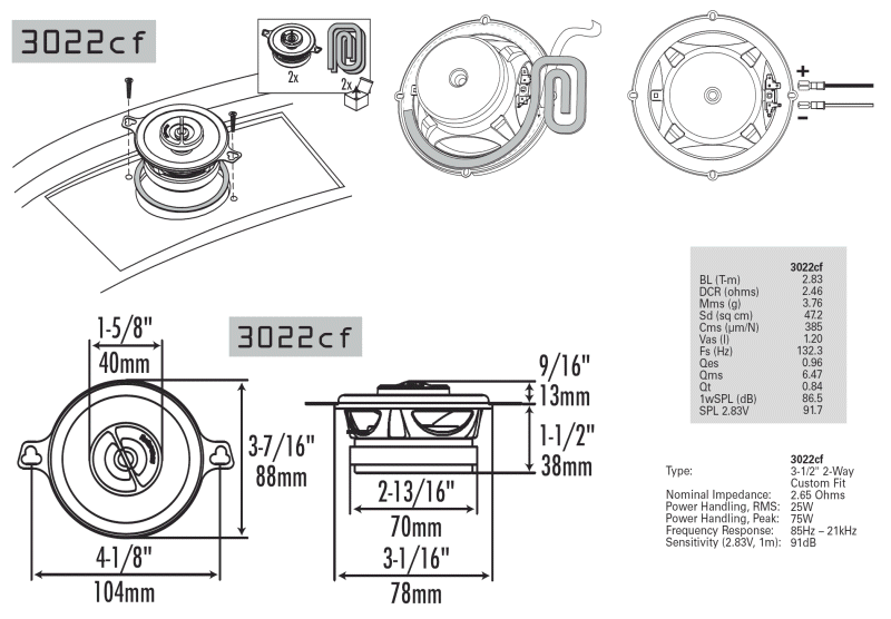Infinity 3022cf specs