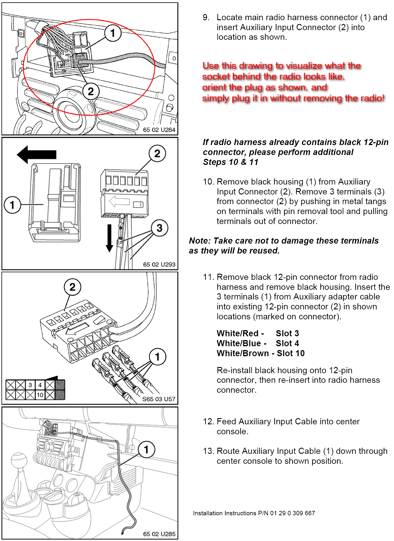 Install Instructions Part Number 01 29 0 309 667