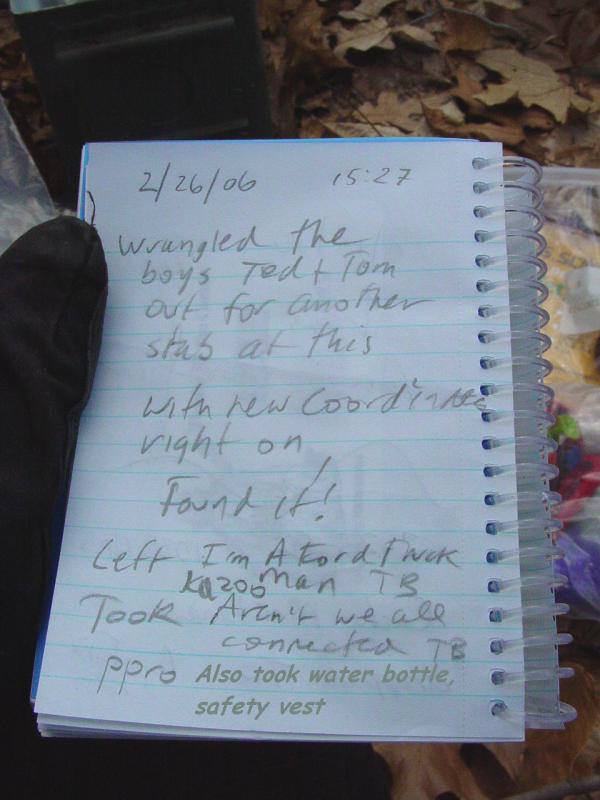 Our Log Entry - Click to Enlarge