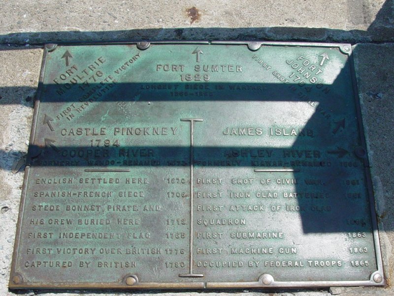 Plaque showing landmarks near White Point Gardens