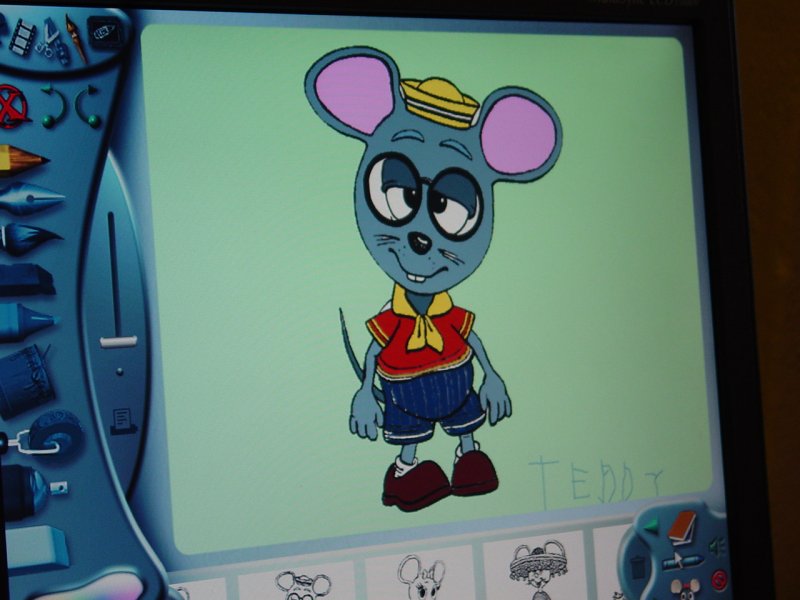 Teds coloring on the computer at Musée National des Beaux-Arts du Québec