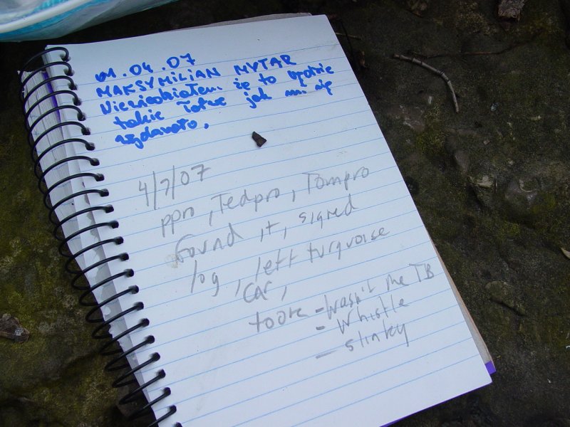 Log Book at Geocache THE OTHER SISTER GC6001