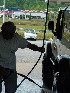 Robert washing off the sink hole