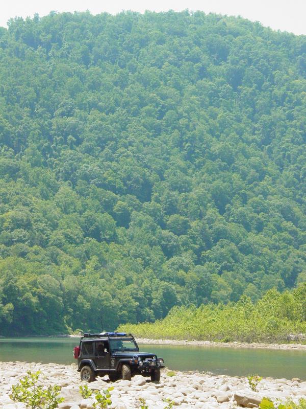 The Jeep on the Banks of the Cheat - Click to Enlarge