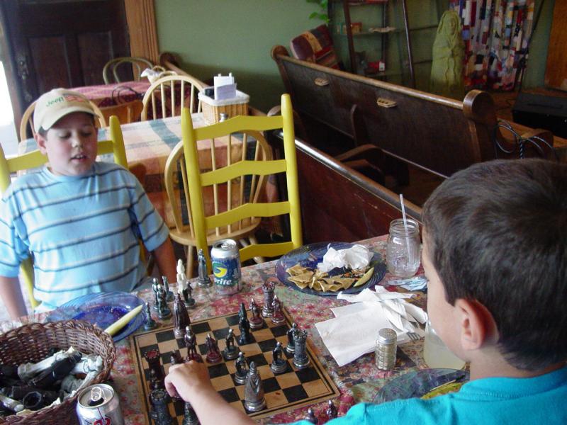 Ted and Tom playing Chess during Lunch - Click to Enlarge