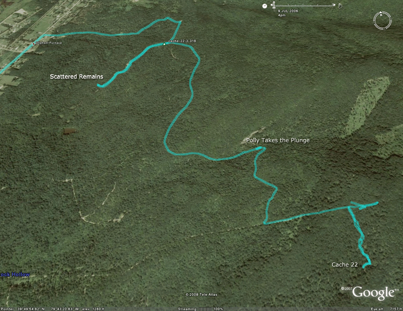 Trip Track on Satellite