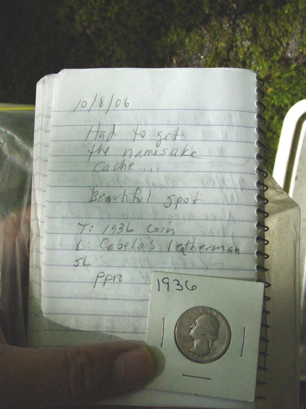 Holly River Cache Log Entry