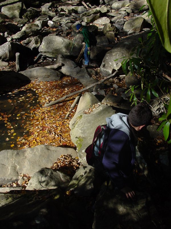 Climbing down to Quarry Run