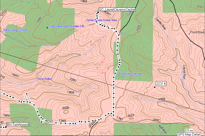 Laurel Caverns Cache Track Legend - Click to Enlarge