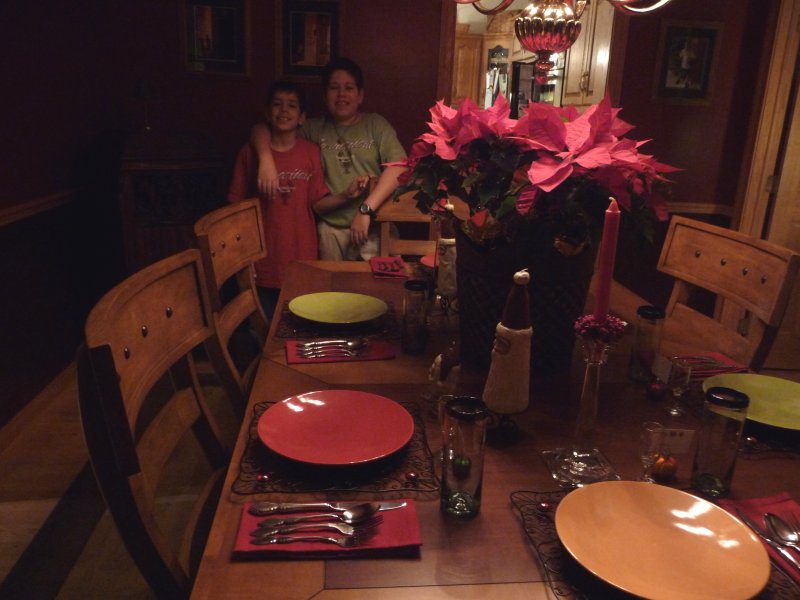 Dining Room set for Christmas Eve with Tom and Ted