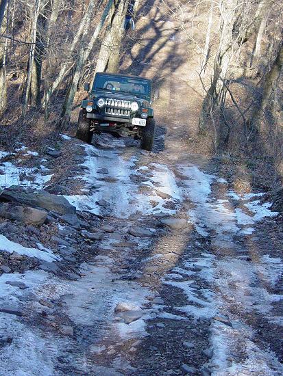 Wendy climbing icy hill