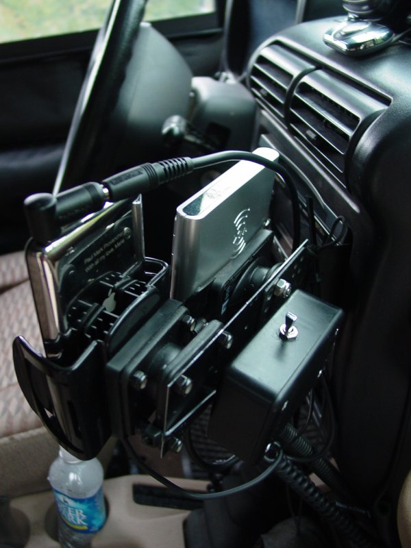 Jeep Install with Modified Bracket and Revised XM Radio mounting with Auxillary Switch