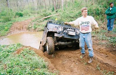 Mike rigging Paul's Jeep