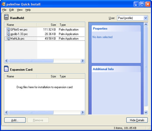 Palm Quick Install with GPilotS and MathLib files ready to install