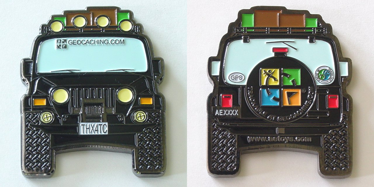 Black THX4TC Jeep Geocoin - Click to Enlarge
