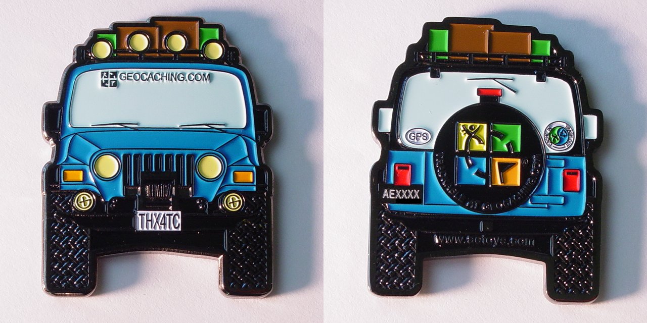 Blue THX4TC Jeep Geocoin - Click to Enlarge