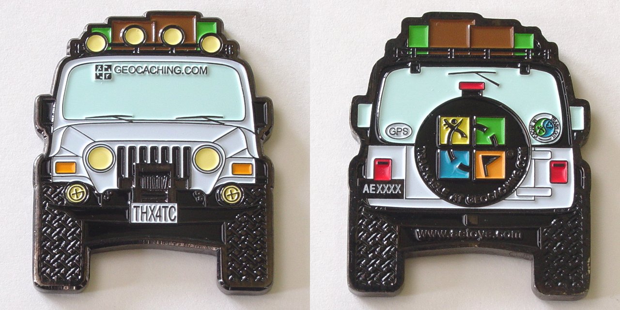 White THX4TC Jeep Geocoin - Click to Enlarge