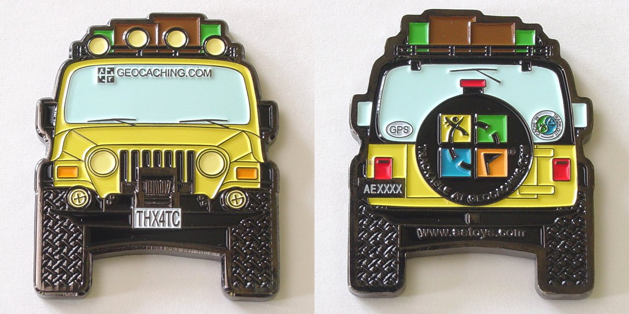 Yellow THX4TC Jeep Geocoin - Click to Enlarge