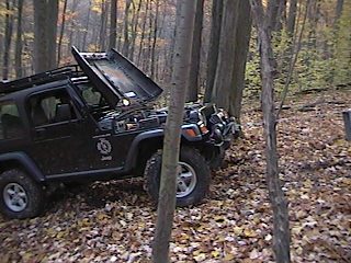 Winching on steep hill with hood fully opened